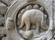 Dinosaur carvin at Ta Prohm temple Cambodia