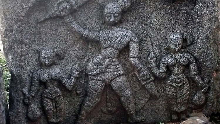 A figure of a valorous hero who sacrificed his life protecting the villagers and cattle from neigbbouring marauders | EPS