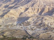 Aerial view of the Tombs of the Nobles, located in the Theban Necropolis, Luxor