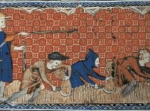 Numerous droughts have hit European agriculture over the ages, but their overall extent has been known mainly from scattered historical documents. Here, an English calendar page, circa 1310, shows men harvesting wheat. (Queen Mary’s Psalter, Wikimedia commons)