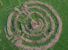 An aerial photo shows 'Rujm al-Hiri', an ancient structure of stone circles, found in the Golan Heights. It is located about 16 kilometres east of the eastern coast of the Sea of Galilee. (Flickr/Itamar Grinberg/israeltourism)