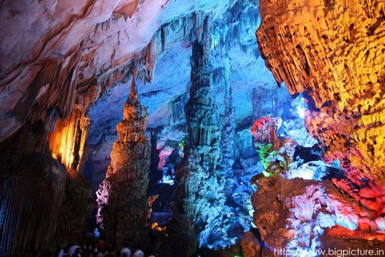 Spectacular Reed Flute Cave With Multicolored Lighting Admired By ...