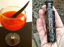 A team of archaeologists is to recreate a liquid concoction once used for medicinal purposes. Chrysalis Archaeology claim a remedy known as the Elixir of Long Life was believed to have once been stored in a glass vial (pictured), which was found beneath a construction site in New York Image credit: Alyssa Loorya