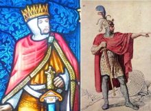 Left: King Ethelred; right: Alfred the Great (849-899), King of Wessex