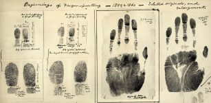 Handprints and fingerprints made by W. J. Herschel