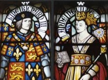 Richard III and Queen Anne Neville – Stained glass window at Cardiff Castle. (Geoff Wheeler, Richard III Society) Via: University of Leicester