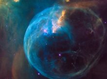 The Bubble Nebula is seven light-years across—about one-and-a-half times the distance from our sun to its nearest stellar neighbor, Alpha Centauri, and resides 7,100 light-years from Earth in the constellation Cassiopeia. Credits: NASA, ESA, and the Hubble Heritage Team (STScI/AURA)