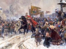 Entrance of Alexander Nevsky at Pskov after the Battle on the Ice. Artist: Valentin Serov.