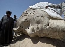 Archaeologists also discovered the alabaster head from another Amenhotep III statue.