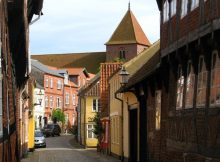 Road in Ribe, Denmark. The oldest town in Scandinavia.