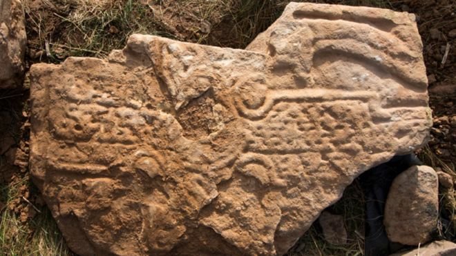 Unique Pictish Stone With Dragon-Like Creature And Cross Carving Discovered On Orkney