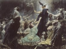 The dead wait to be ferried across the River Styx. The Souls of Acheron (1898) by Adolf Hiremy Hirschl