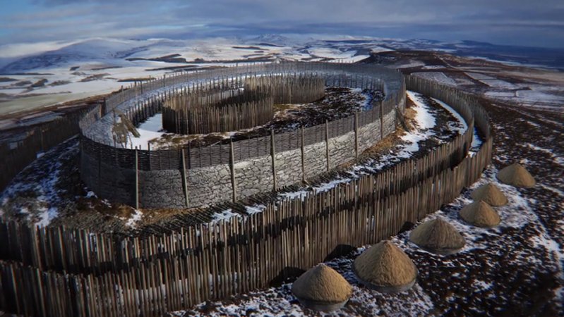 Stunning Recreation Of Caterthun Iron Age Forts In The Grampian Mountains, Scotland