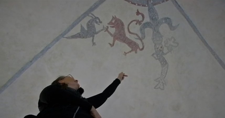 Symbolic Meaning Behind Unknown 800-Year-Old Ceiling Paiting Discovered In A Church On Gotland, Sweden