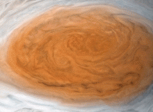 Winds around Jupiter's Great Red Spot are simulated in this JunoCam view that has been animated using a model of the winds there. The wind model, called a velocity field, was derived from data collected by NASA's Voyager spacecraft and Earth-based telescopes. Credit: NASA/JPL-Caltech/SwRI/MSSS/Gerald Eichstadt/Justin Cowart