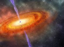 This artist's concept shows the most distant supermassive black hole ever discovered. It is part of a quasar from just 690 million years after the Big Bang that created the universe. Photo: Robin Dienel/Carnegie Institution for Science via NASA