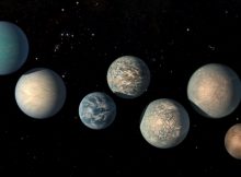 This illustration shows the seven Earth-size planets of TRAPPIST-1. The image does not show the planets' orbits to scale, but highlights possibilities for how the surfaces of these intriguing worlds might look. © NASA/JPL-Caltech