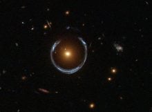 The gravitational lens from LRG 3-757 galaxy taken with the Hubble Space Telescope’s Wide Field Camera 3. Credit: ESA/Hubble & NASA