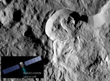 "Type I" flow features, which are relatively round and large, have thick "toes" at their ends. They look similar to rock glaciers and icy landslides on Earth. Type I landslides are mostly found at high latitudes, which is also where the most ice is thought to reside near Ceres' surface. Image credit: NASA/JPL-Caltech/UCLA/MPS/DLR/IDA