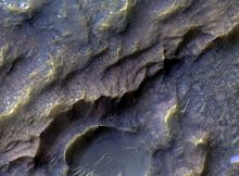 This NASA image shows a Martian surface created by rock interacting with water. The nature of the water responsible for the alteration, and how it interacted with the rock to form the clay remains poorly understood. Not surprisingly, the study of such altered rocks on Mars is an area of active investigation. Image: NASA.