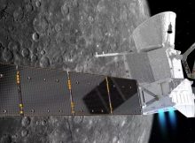 Artist impression of BepiColombo in front of Mercury. Credit: German Aerospace Center (DLR)