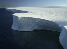 This giant iceberg, B-15A, broke off the Ross Ice Shelf in Antarctica. (Credt: Josh Landis/NSF)