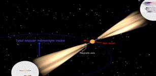 PSR J1906+0746:The relativistic effect of a pulsar‘s spin precession enables the resolution of the beam structure of the pulsar. © Gregory Desvignes & Michael Kramer, MPIfR