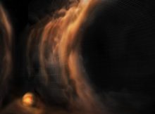 Artist impression of gas flowing like a waterfall into a protoplanetary disk gap, which is most likely caused by an infant planet. Credit: NRAO/AUI/NSF, S. Dagnello