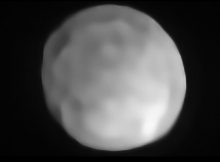 A new SPHERE/VLT image of Hygiea, which could be the Solar System's smallest dwarf planet yet. As an object in the main asteroid belt, Hygiea satisfies right away three of the four requirements to be classified as a dwarf planet: it orbits around the Sun, it is not a moon and, unlike a planet, it has not cleared the neighbourhood around its orbit. The final requirement is that it have enough mass that its own gravity pulls it into a roughly spherical shape. This is what VLT observations have now revealed about Hygiea. Credit: ESO/P. Vernazza et al./MISTRAL algorithm (ONERA/CNRS)