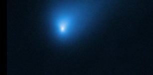 On 12 October 2019, the NASA/ESA Hubble Space Telescope observed Comet 2I/Borisov at a distance of approximately 420 million kilometres from Earth. The comet is believed to have arrived here from another planetary system elsewhere in our galaxy. CREDIT NASA, ESA, D. Jewitt (UCLA)