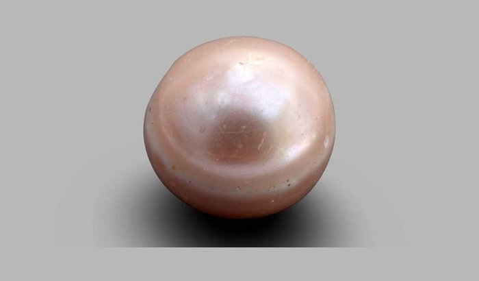 The 8,000-year-old pearl, which was discovered in 2017, is less than a third of a centimeter in diameter and in photos, appears to be pale pink in color.