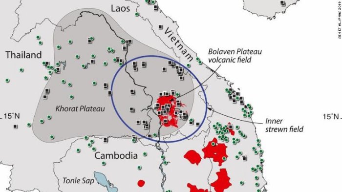 Huge 800,000-Year-Old Crater Buried Beneath Lava In Laos - May Have Been Found