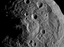 Asteroid 4 Vesta from Dawn on July 17, 2011. The image was taken from a distance of 9,500 miles (15,000 km) away from Vesta.