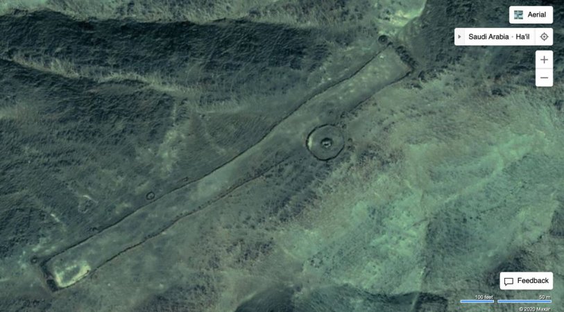 Satellite image of a mustali in Saudi Arabia. Credit: Dr Huw Groucutt 