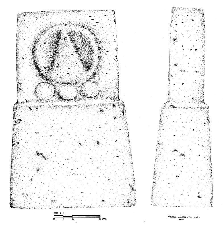 A drawing of a likely date glyph from a miniature altar sculpture is shown, containing the most recent example of Teotihuacan writing found at the site. Credit: Reuters