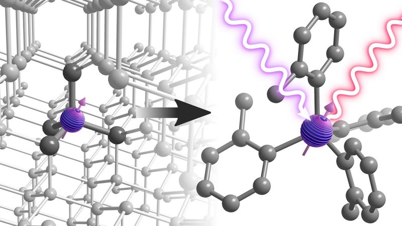 An interdisciplinary team at the University of Chicago and Northwestern University has developed a way to synthesize tailor-made molecular qubits. Illustration courtesy Daniel Laorenza, Northwestern University