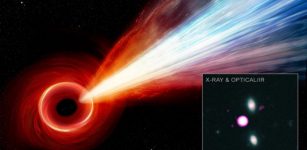 Evidence For A Gigantic Jet From From Black Hole In Early Universe