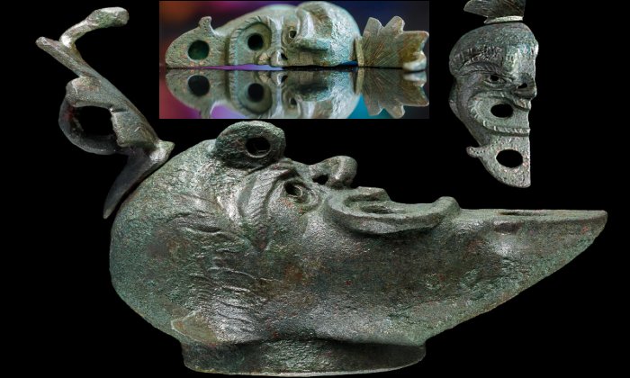 Rare Bronze Oil Lamp With A Face Cut In Half Unearthed In Israel