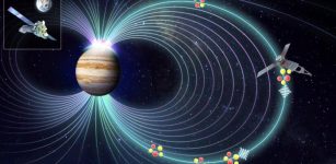 Jupiter's mysterious X-ray auroras have been explained, ending a 40-year quest for an answer. For the first time, astronomers have seen the way Jupiter's magnetic field is compressed, which heats the particles and directs them along the magnetic field lines down into the atmosphere of Jupiter, sparking the X-ray aurora. The connection was made by combining in-situ data from NASA's Juno mission with X-ray observations from ESA's XMM-Newton. Credit: ESA/NASA/Yao/Dunn