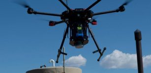 A drone sniffs for methane in Colorado. (Image credit: Sean F. Boggs / Environmental Defense Fund)