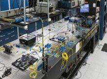 Quantum equipment in the Alice laboratory, where the photon source and the first node in the team’s network are stored. Credit: Carlos Jones/ORNL, U.S. Dept. of Energy