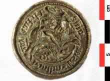 Rare Bronze Seal Matrix Of St. George Slaying The Dragon Discovered In French Castle