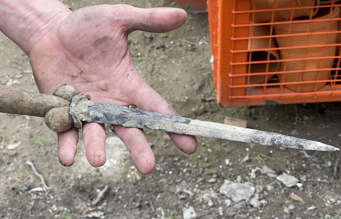 Medieval Bollock Dagger - Also Known As Kidney Dagger Discovered In Belgium