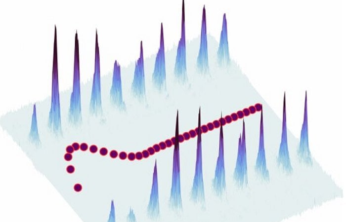 The Weld Lab's quantum boomerang showed a lithium atom's initial departure and return to average zero momentum despite periodic energy "kicks" from their quantum kicked rotor Photo Credit: ROSHAN SAJJAD