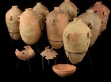 Collection of wine jars after the restoration process. Credit: Dafna Gazit, Israel Antiquities Authority