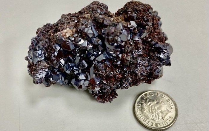 Cuprous oxide – the mined crystal from Namibia used for making Rydberg polaritons. Credit: University of St Andrews