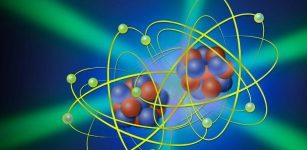 Illustration of a carbon molecule undergoing laser cooling. Credit: Nicoletta Barolini, Columbia University