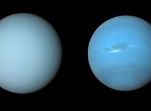 Uranus and Neptune. NASA’s Voyager 2 spacecraft captured these views of Uranus (on the left) and Neptune (on the right) during its flybys of the planets in the 1980s. Credit: NASA/JPL-Caltech/B. Jónsson