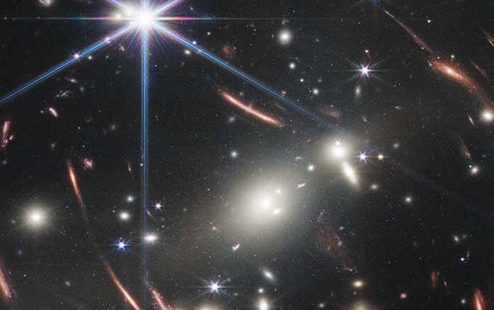 1 / 1This image – the first released from NASA’s James Webb Space Telescope – shows the galaxy cluster SMACS 0723. Some of the galaxies appear smeared or stretched due to a phenomenon called gravitational lensing. This effect can help scientists map the presence of dark matter in the universe. Credit: NASA, ESA, CSA, STScI