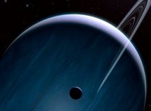 Artist's impression of a BEASTie. The image shows a gas giant planet (like Jupiter) on a distant orbit around a blue, massive star. The planet is likely to have been captured or stolen from another star. The background stars are members of the same star-forming region and could be the star the BEASTie was born around. Credit: Mark Garlick